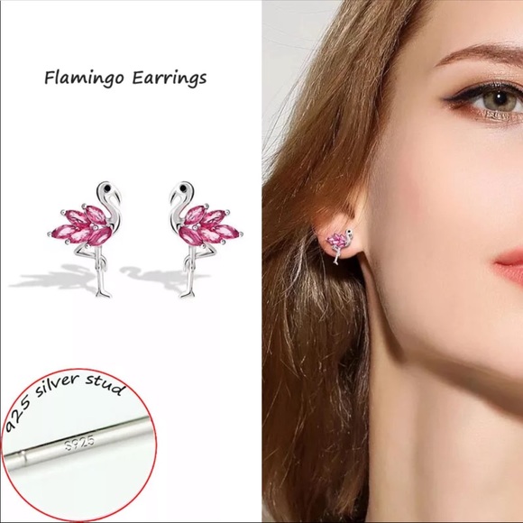Pink Flamingo Stud Earrings - Picture 3 of 6